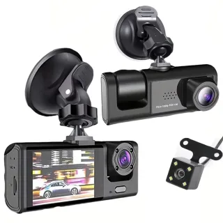3 Lens 1080P Infrared Night Vision Dual Dash Cam Backup Camera Wide Angle Recording Looping