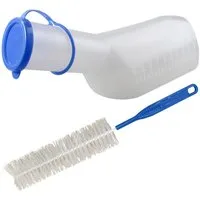 Medi-Inn Urin-Flasche PP 1000 ml für Männer milchig (Set, mit Reinigungsbürste)