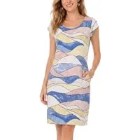 dy_mode Midikleid Damen Leinenkleid Knielanges Sommerkleid Midi Kleid Strandkleid leicht taillierte Passform, mit seitlichen Eingriffstaschen