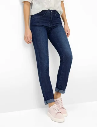 Brax Damen Five-Pocket-Hose Style CAROLA USED OCEAN BLUE, denim dunkelblau, Gr. 34