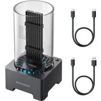 GRAUGEAR Festplatten-Dockingstation 18048, USB C M.2 NVMe NGFF SSD USB 3.2 leiser Lüfter Dockingstation schwarz