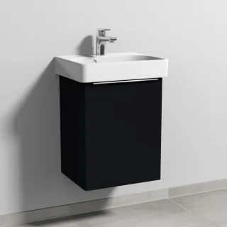 Sanipa 3way Waschtischunterbau zu Geberit Smyle Square Waschtisch mit 1 Tür, Schwarz-Matt UF66908