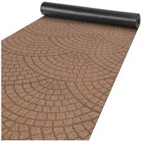 ANRO Küchenläufer Teppichläufer DAVIS Velours Läufer, Eckig, Bodenläufer 100x100cm Mosaik Braun pflegeleicht
