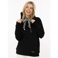 Zwillingsherz Hoodie "Leo Schleife" unifarben, Leomuster-Band an Kapuze vielseitig bind bar, Kängurutasche