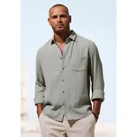 Beachtime Langarmhemd Regular fit Langarm, Freizeithemd aus Musselin-Ware