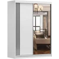 MOEBLO Kleiderschrank LARA 07 (mit Spiegel Schwebetürenschrank 2-türig Schrank mit vielen Einlegeböden und Kleiderstange Garderobe Schiebtüren Schlafzimmer 2-türig Schrank, Schlafzimmer-Wohnzimmerschrank Modern Design Schwebetürenschrank), (BxHxT): 1