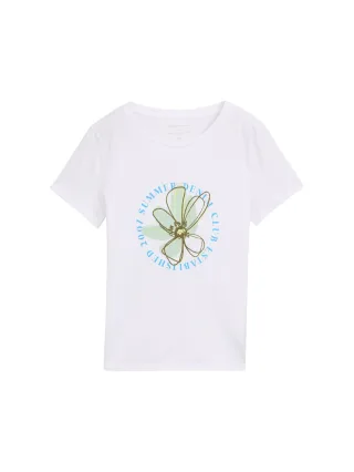 Denim Tom Tailor - T-Shirt mit Blumen-Print white - Gr. - M