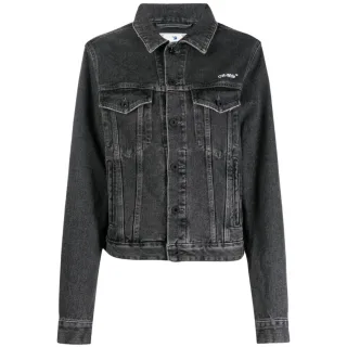 Off-White Diag Design Regular Fit Dunkelgraue Jeansjacke