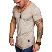 Amaci&Sons T-Shirt NYC Basic Oversize T-Shirt mit V-Ausschnitt Herren Oversize Vintage Verwaschen V-Ausschnitt Shirt