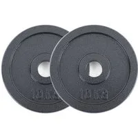 RAMROXX Hantelscheibe 20kg 2x10kg Olympia Hantelscheiben Gusseisen Schwarz 50mm, Gusseisen