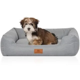 Knuffelwuff Hundebett Emma aus Velours mit feinem Handwebcharakter in Pastellfarben