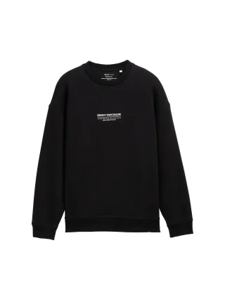 Denim Tom Tailor - Relaxed Sweatshirt mit Logo-Print black - Gr. - L