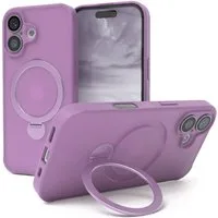 EAZY CASE Handyhülle Outdoor iPhone 16 Case MagSafe Rotation Ring 6,1 Zoll, Slim Cover Handyhülle stoßfest Silikon Case Outdoorcase kratzfest Lila