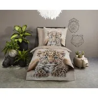 good morning Kinderbettwäsche Simo, Renforcé, 2 teilig, Baumwolle, Renforcé, Wendeoptik, Kind, Tiger, Welpe