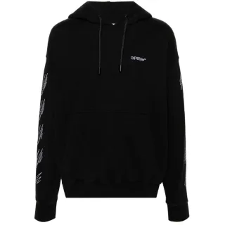 Off-White Stitch Diag Design Skate Fit Schwarzer Kapuzenpullover