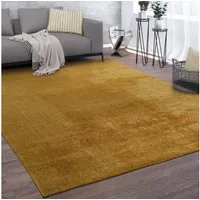KADIMA DESIGN Teppich waschbar Unifarben Wohnzimmer schmutzabweisend Teppich Kurzflor, Läufer, Höhe: 14 mm, Florhöhe: 10 mm, 100% Polyester, Läufer, 60x100cm, Senf
