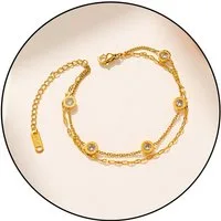 GOLDKLEIN Edelstahlarmband Zirkonia Steine Doppelreihig Edelstahl Gold Schmuck, Angebot - inkl. Schmuckbox
