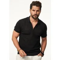 SOULSTAR Poloshirt mit Half-Zip Herren Kurzarm Strick Polo-Hemd T-Shirt