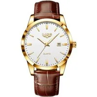 Tidy Quarzuhr Lige 89143 Herrenuhr Quarz Zifferblatt Weiß Lederarmband 89143