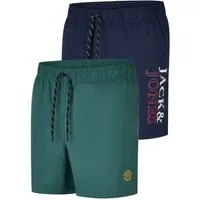 Jack & Jones Badeshorts Herren Badehose JPSTMAUI SWIM MIX SMU 2PK Regular Fit (2-St) Sportshorts mit Kordelzug