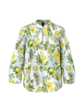 Marc Cain Additions - Baumwollbluse mit Zitronen-Print white - Gr. - 40