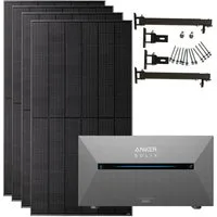 Anker Balkonkraftwerk Solix 2000W Photovoltaikanlage Komplettset mit Solarbank E1600 2 Pro, 800 W, (Set, 4-St., 4 × 500W Module+1 × Anker E1600 2 Pro +Ohne/mit Halterung), IP65, Plug und Play
