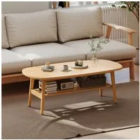HOMCOM Couchtisch Sofatisch für Wohnzimmer (Set, 1-St., 1 Tisch), Ovale Tischplatte mit Ablage