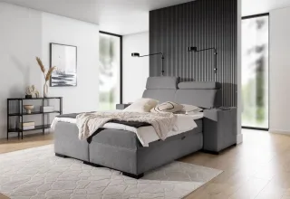 Boxspringbett Bett NESTOR 140x200cm Set.1 in Stoff Dress Me Grau