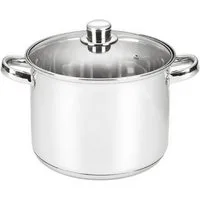 Michelino Gemüsetopf Edelstahl-Großraumtopf Kochtopf Gemüsetopf Töpfe, Edelstahl, 3-schichtiger Alu-Thermoboden - Glasdeckel mit Dampfabzug