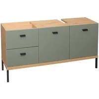 freiraum Waschbeckenunterschrank Coco in Asteiche Dekor / pine green - 119x63x38 (BxHxT)