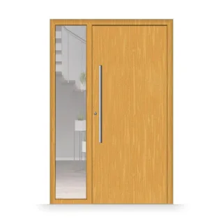 Haustür Holz mit Seitenteil, Fichtenholz, Fichte Hell 110, 1200 x 1800 mm, Modell Mönchengladbach, individuell konfigurieren