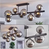 hofstein Deckenleuchte Deckenlampe aus Metall/Glas in Schwarz/Chromfarben/Rauchfarben, ohne Leuchtmittel, Leuchte im Retro/Vintage-Design mit Glasschirmen (10,12,15cm), 8xG9