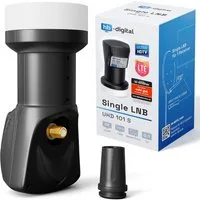 HB-DIGITAL LNB Single für 1 Teilnehmer Signalumsetzer UHD 101S schwarz Universal-Single-LNB (für 1 Teilnehmer, Die vergoldeten F-Anschlüsse für noch bessere Signalübertragung)