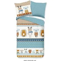 good morning Kinderbettwäsche Woodland, Biber, Flanell, 2 teilig, Biber, 135x200, Warm, Weich, Wendeoptik, Reißverschluss, Tieren, Kind