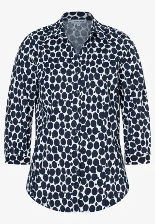 MORE & MORE - Hemdbluse mit Tupfenprint blau - Gr. - 38