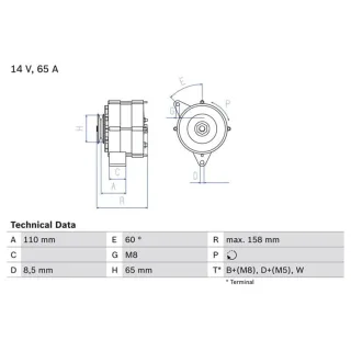 Bosch Lichtmaschine Audi 100 80 90 VW Caddy Golf Lt Passat