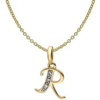 trendor Kette mit Anhänger Buchstaben-Anhänger R Gold 333/8K mit vergoldeter Silberkette
