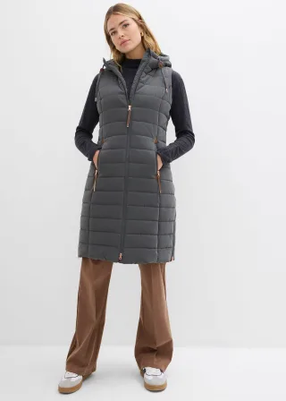 bonprix Longsteppweste, grau, Gr.50, Bequeme und gesteppte Long-Weste