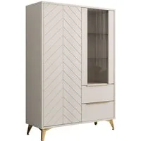MIRJAN24 Vitrine Xylix 2D2SZ (mit zwei Drehtüren und zwei Schubladen) Glaseinlegeböden, 104x40x150 cm