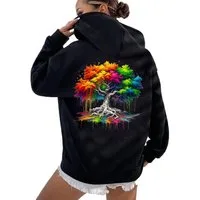 RMK Hoodie Damen Kapuzenpullover Pulli mit Kapuze Baum Wurzel mit Baumwolle