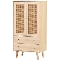 Flieks Kommode, Sideboard mit 2 Schubladen und 2 Türen Rattan 60x40x120cm