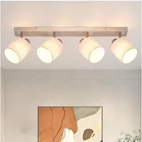 ZMH Deckenleuchte Deckenstrahler 4 Flammig Modern E14 Schwenkbar 350°, ohne Leuchtmittel, MAX.25W Stoffschrim für Schlafzimmer Flur