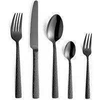 Amefa Besteck-Set FELICITY (30-tlg), 6 Personen, Edelstahl Rostfrei 18/0, Handreinigung empfohlen, schwarzfarbender PVD Veredelung, gehämmert