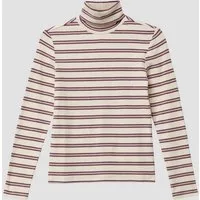 s.Oliver Langarmshirt T-Shirt Geripptes Longsleeve im Slim Fit mit Rollkragen und Streifenmuster