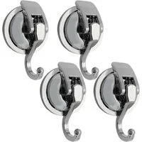 AURIVION Wandhaken Saugnapf Wandhaken 4 Stk. ohne Bohren extra stark, Küche, Badezimmer, Wohnmobil, Büro und Schlafzimmer, (Set, 4-St., Wandhaken für Badezimmer, Büro & Schlafzimmer), Handtuchhalter für Bad, Küche & Wohnmobil mit Saugnapf