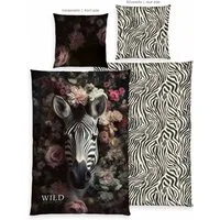 Herding Bettwäsche Wild Flowers Zebra, Renforcé, 2 teilig, Wendebettwäsche