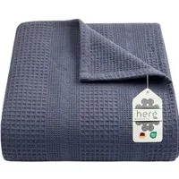 herémood Tagesdecke aus 100% Baumwolle – Wohndecke Elegante Waffelpique Kuscheldecke, für Sofa & Bett, atmungsaktiv & pflegeleicht – 150x200 cm ANTHRAZIT