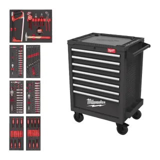 Milwaukee 27" / 69 cm TOOLGUARD Werkstattwagen mit Werkzeugbestückung 131-teilig, grau - 4932500741
