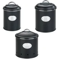 WENKO Vorratsdose Modell Nero, Metall, (Set, 3-tlg), Aufbewahrungsdosen für Vorräte und Lebensmittel, 3 Größen