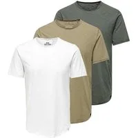 ONLY & SONS T-Shirt 3er Pack ONSBENNE (Spar-Set, 3-tlg) T-Shirt - Baumwolle - Atmungsaktiv - Vielseitiges Basic